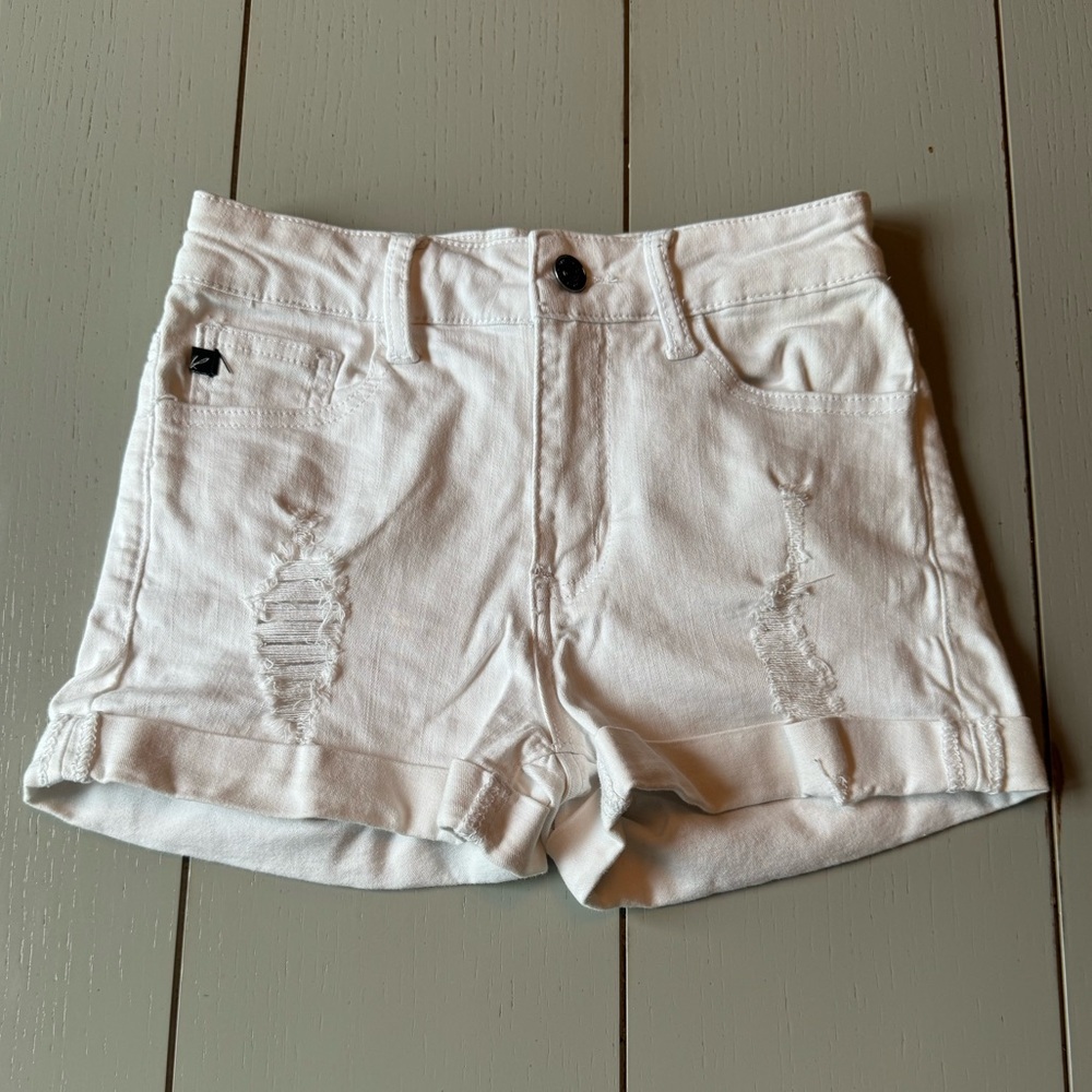 White distressed KanCan shorts